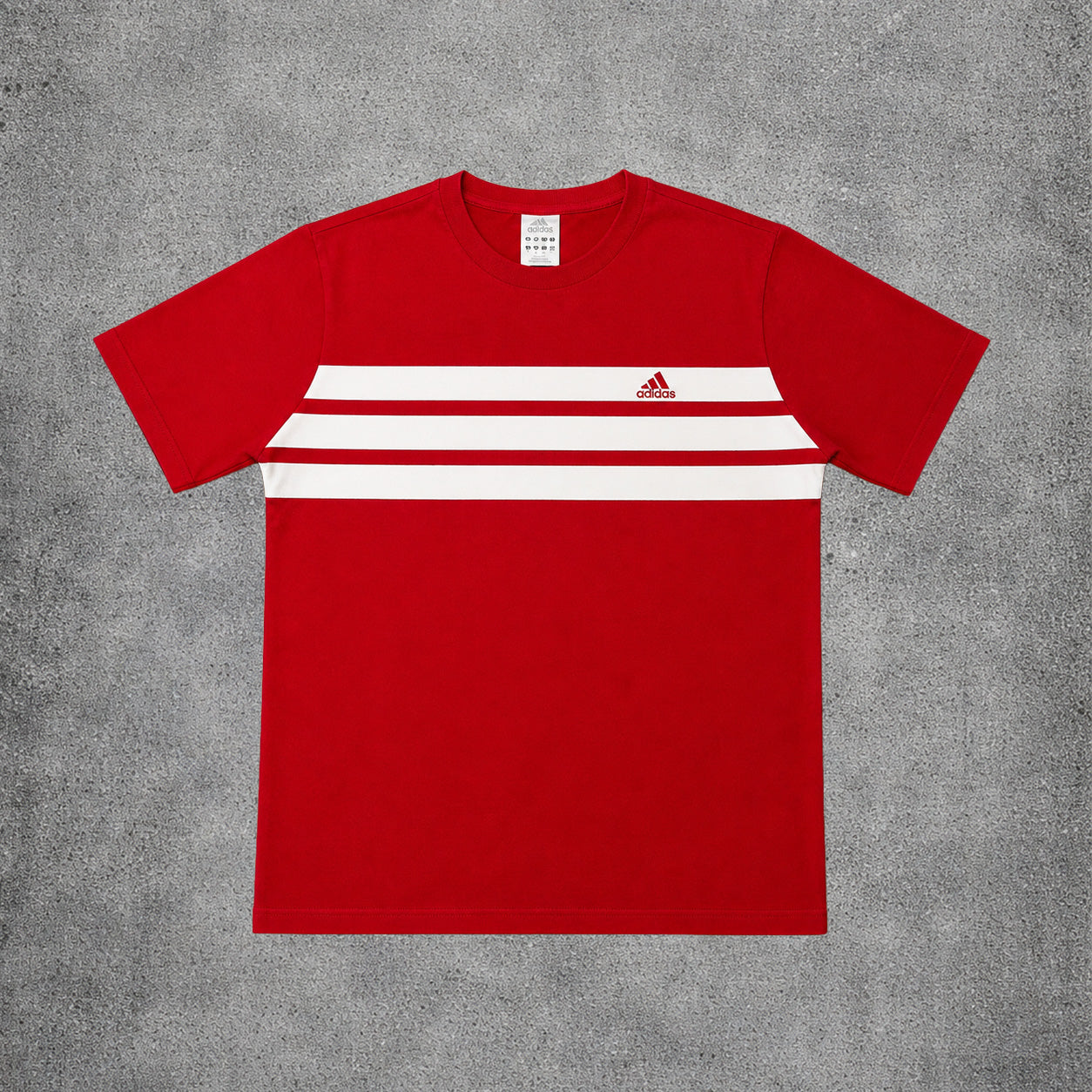 T-shirt rouge à trois bandes - Adidas - Taille XL