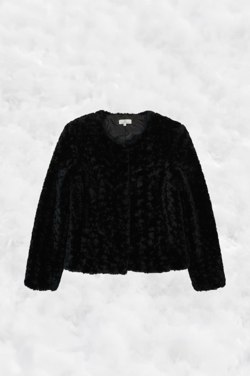 Black Velvet Cropped Fur Jacket – by MANDY CHERIE