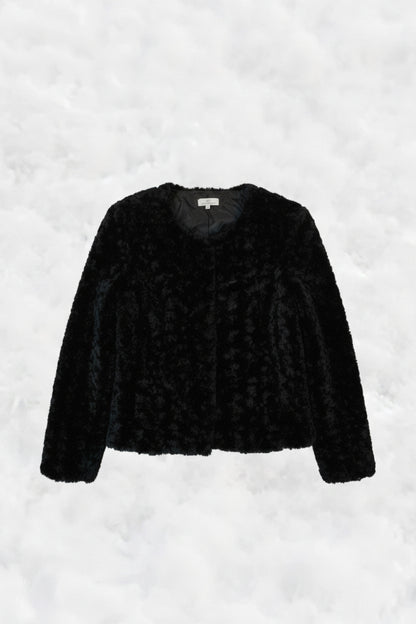 Black Velvet Cropped Fur Jacket – by MANDY CHERIE