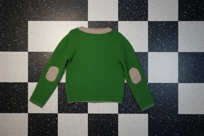 Cardigan vert à patchs floraux – BY SARAH LANG