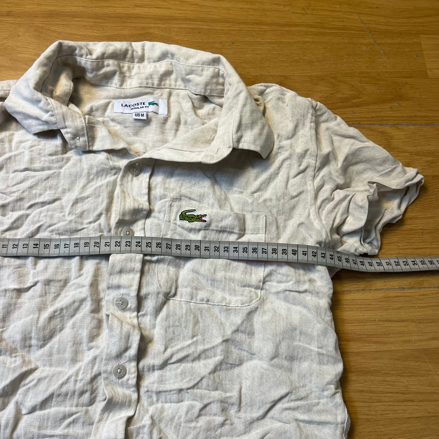 Chemise beige en lin - Lacoste - Taille M