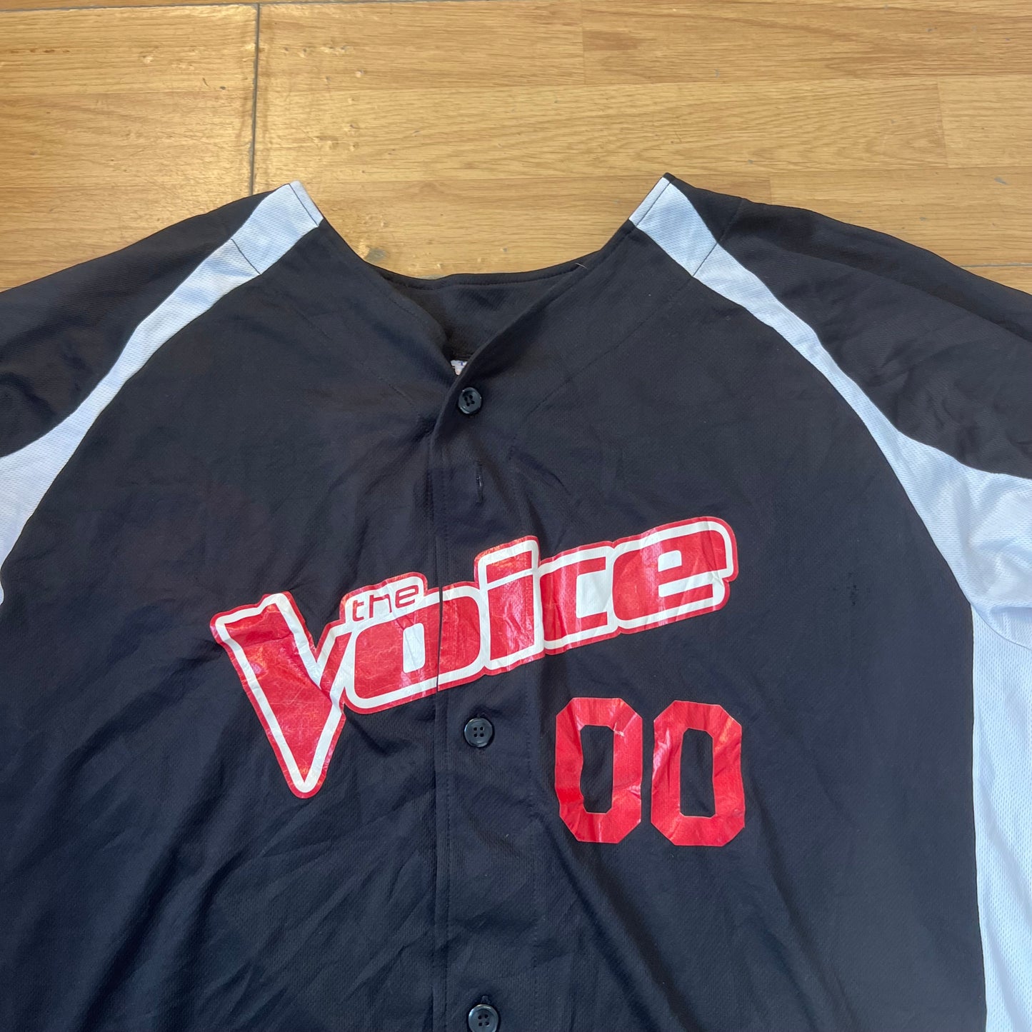 T-shirt baseball noir et rouge - The Voice - Taille XL