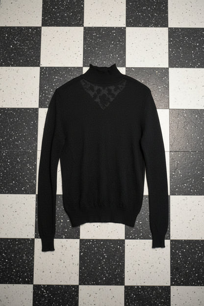 Chemise noire brodée à col travaillé – BY SARAH LANG