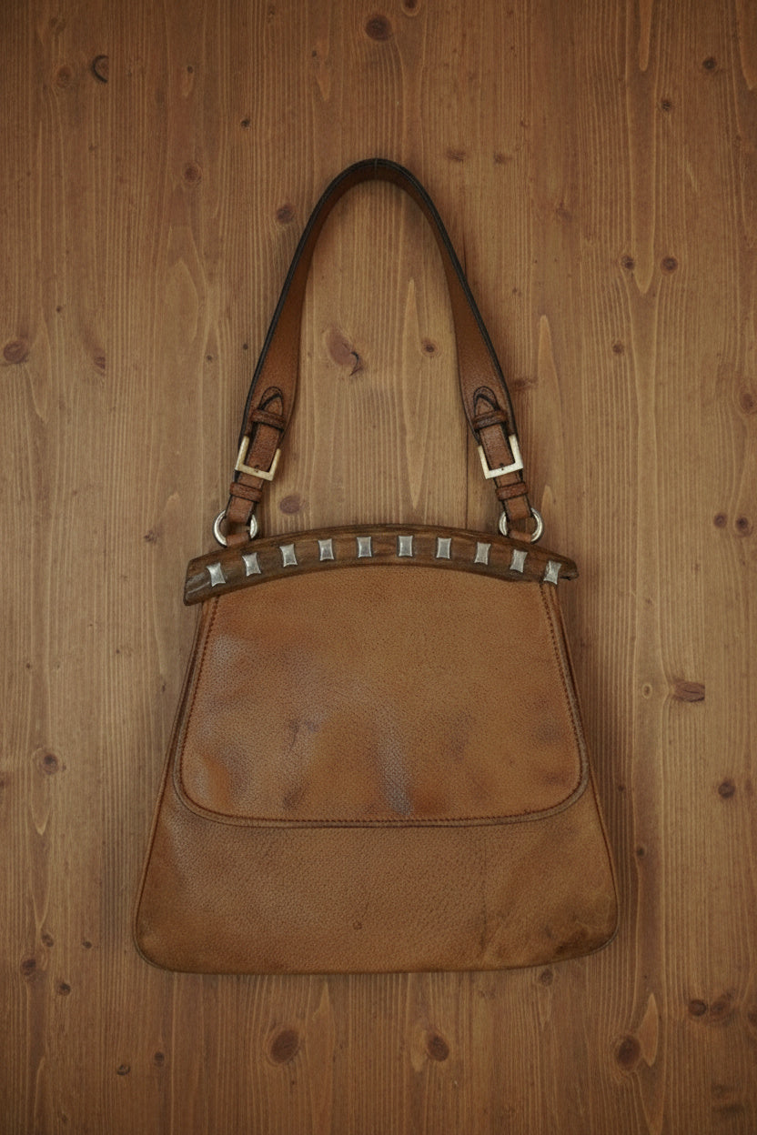 Vintage Wooden Detail Leather Bag – by BEATRICE
