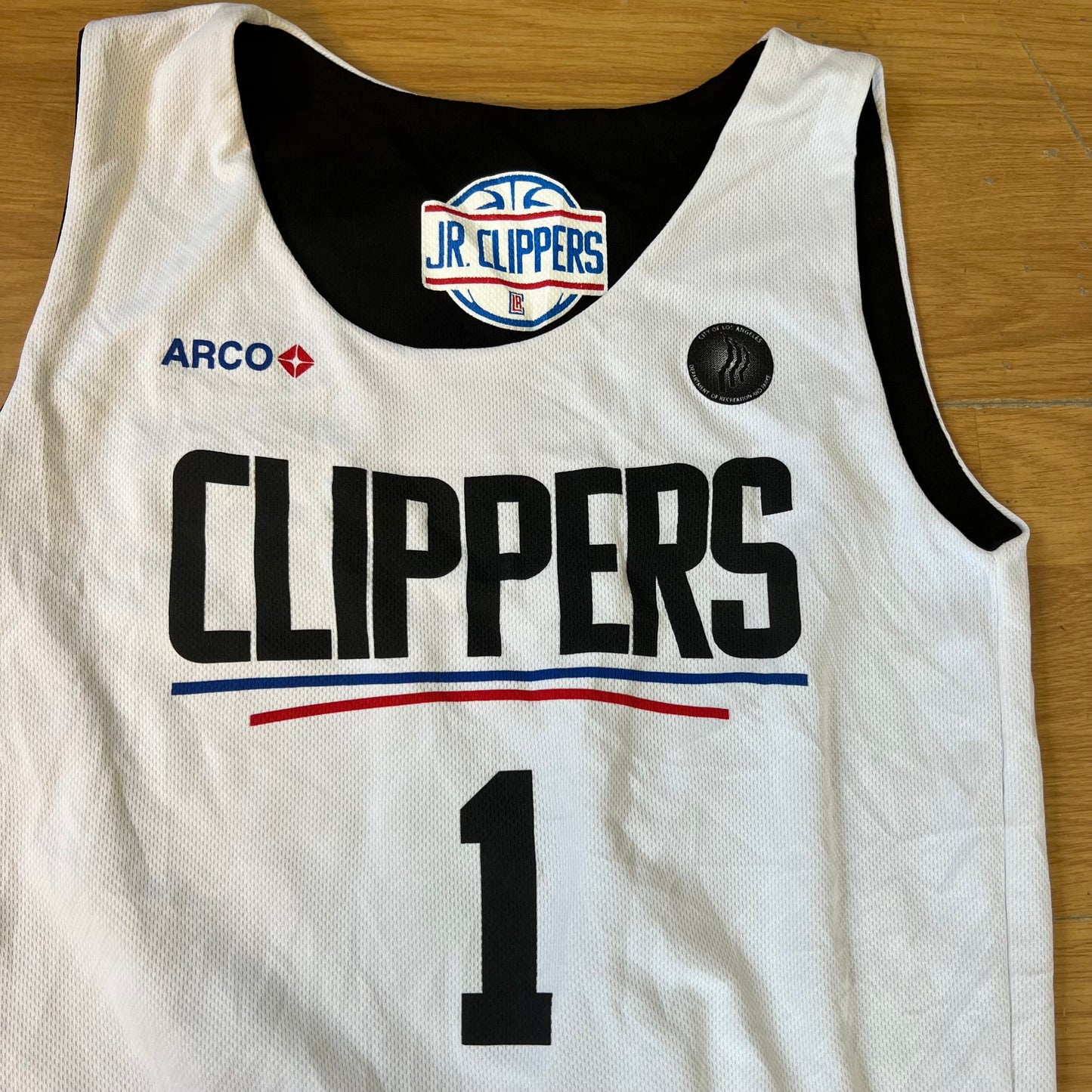 T-shirt basketball réversible junior Los Angeles Clippers blanc et noir - Taille S