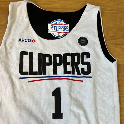 T-shirt basketball réversible junior Los Angeles Clippers blanc et noir - Taille S