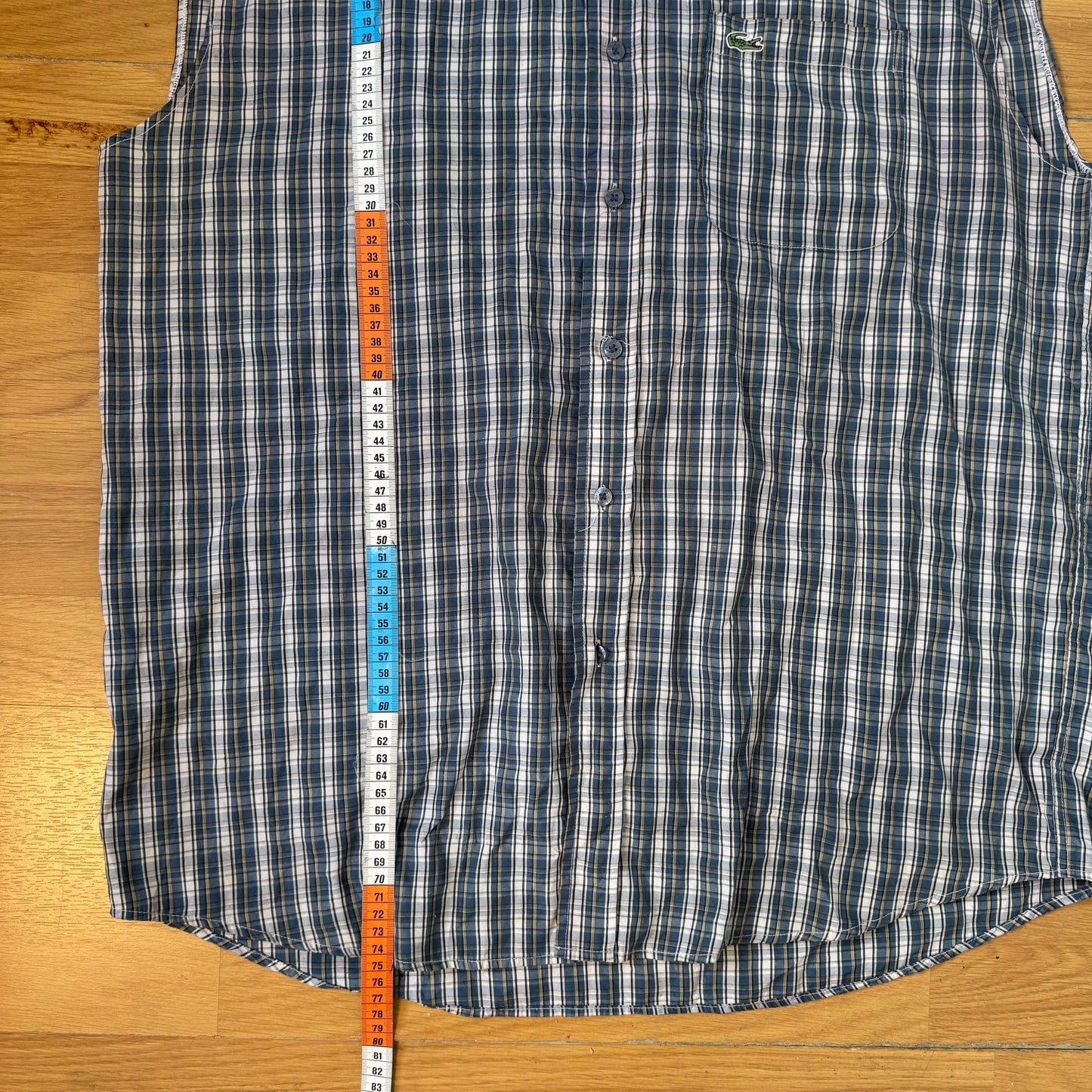 Chemise sans manches Lacoste à carreaux bleu gris – Taille XL