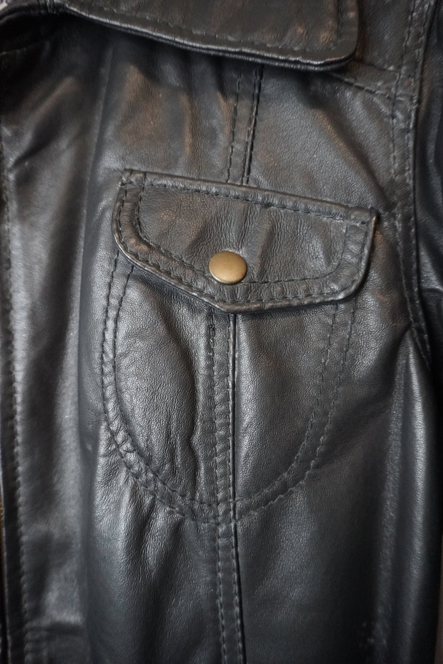 Veste en Cuir Véritable Noir - by KER - Taille : S/M