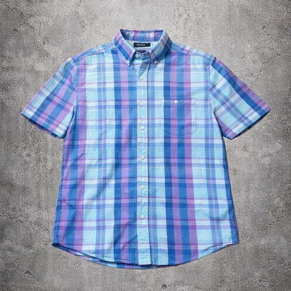 Chemise manches courtes à carreaux bleu et violet - Nautica - Taille L