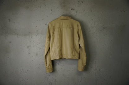 Veste en cuir crème cropped – taille S