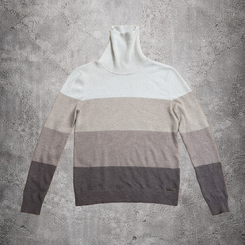 Pull col roulé crème et marron - Calvin Klein - Taille S/M