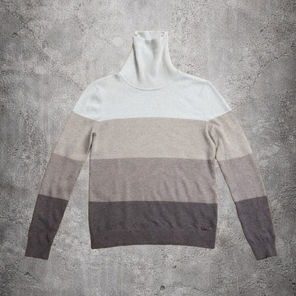 Pull col roulé crème et marron - Calvin Klein - Taille S/M