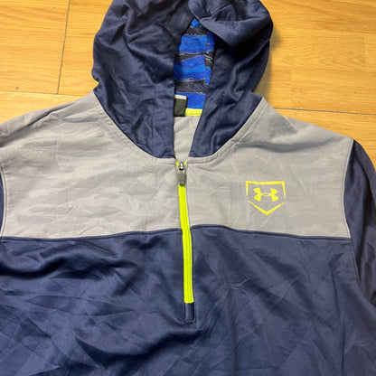 Sweat à capuche sport à demi-zip bleu - Under Armour - Taille M