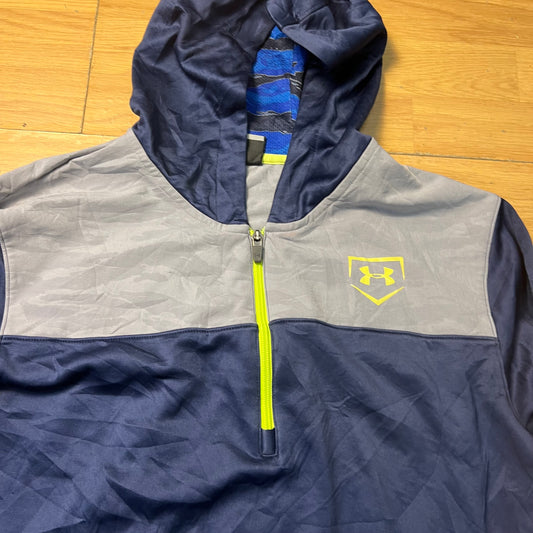 Sweat à capuche sport à demi-zip bleu - Under Armour - Taille M