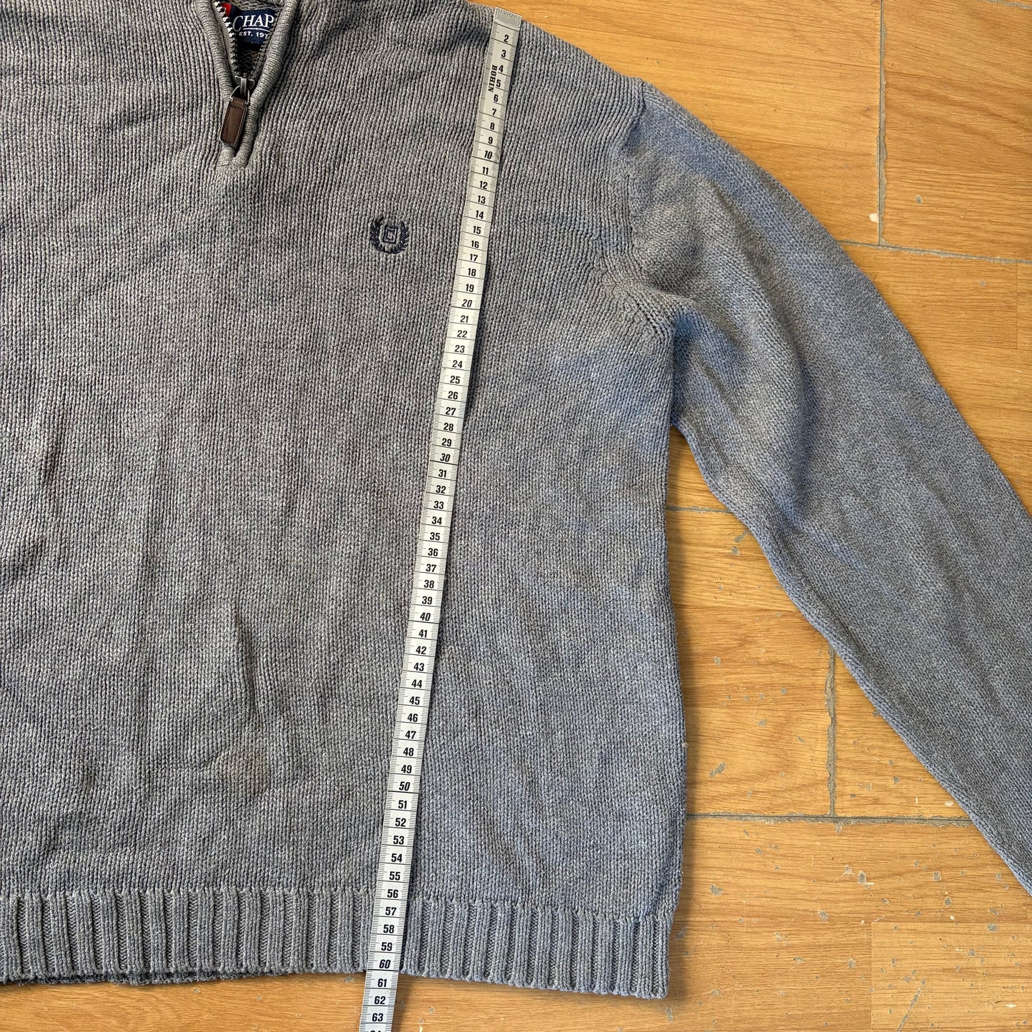 Pull en maille quarter-zip gris - Chaps - Taille L