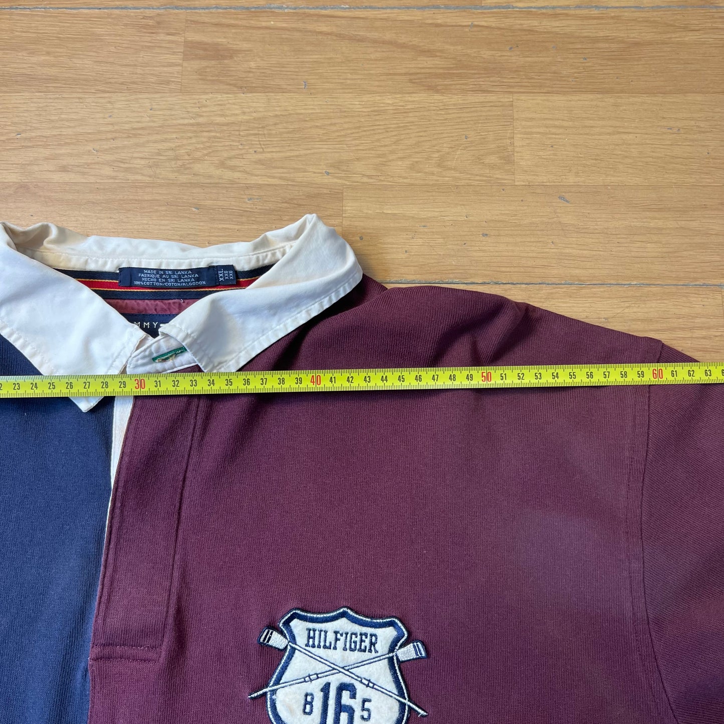 Polo manches longues rouge et bleu - Tommy Hilfiger - Taille XXL
