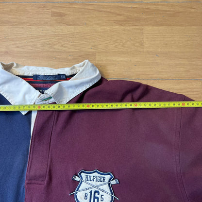 Polo manches longues rouge et bleu - Tommy Hilfiger - Taille XXL
