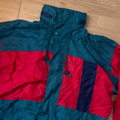 Veste coupe-vent verte et rouge - Taille L