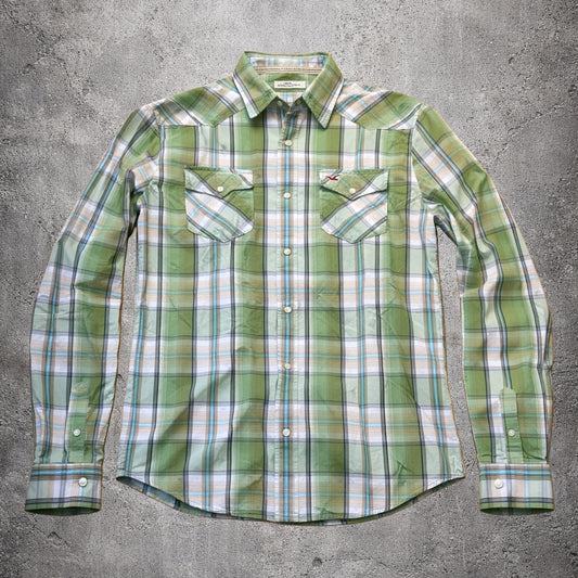 Chemise à carreaux verte - Hollister - Taille L