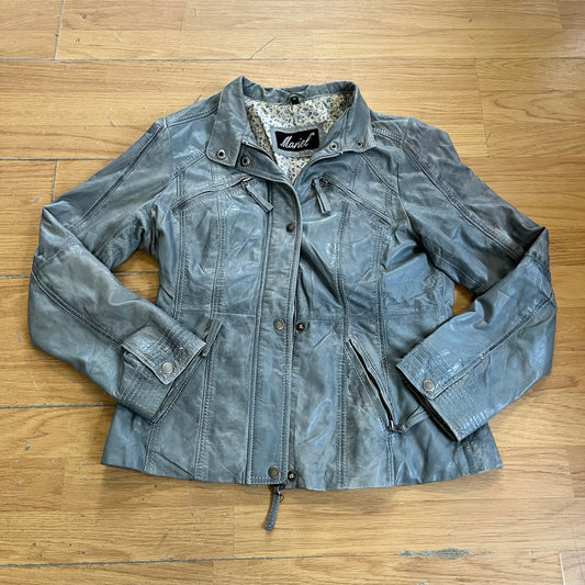 Veste en cuir Mariel grise – Taille M