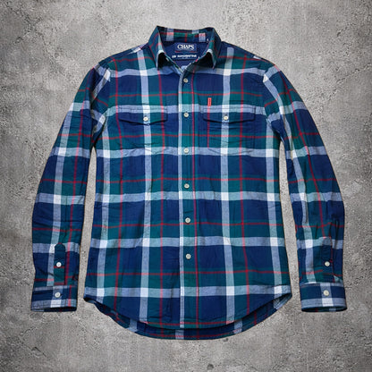 Chemise à carreaux bleu et vert - Chaps - Taille S