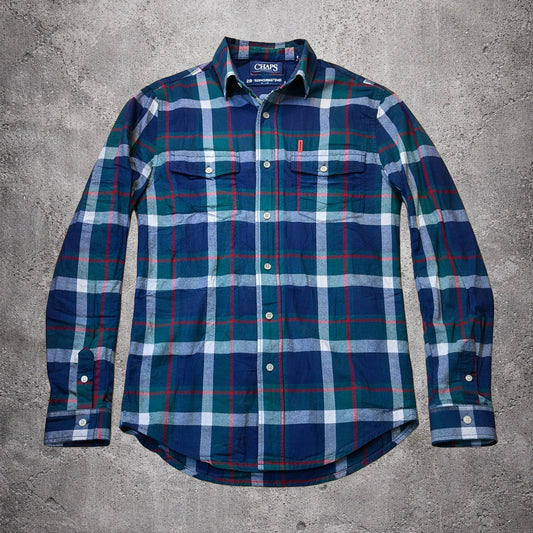 Chemise à carreaux bleu et vert - Chaps - Taille S