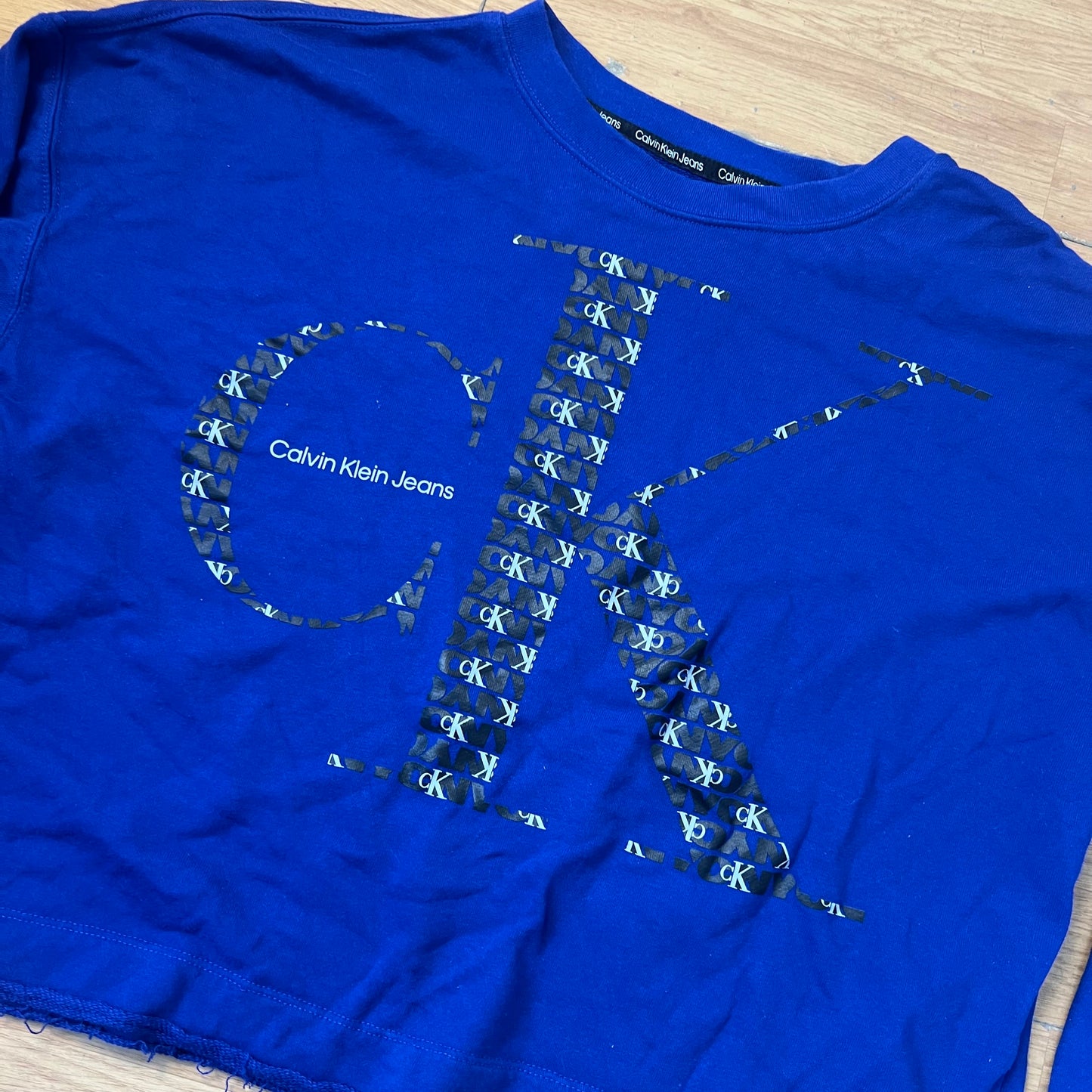 Sweat court sans capuche bleu foncé - Calvin Klein - Taille XL