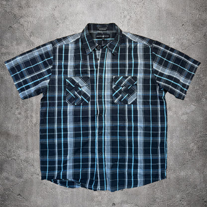 Chemise manches courtes à carreaux noir, bleu et gris - Beverly Hills Polo Club - Taille XL