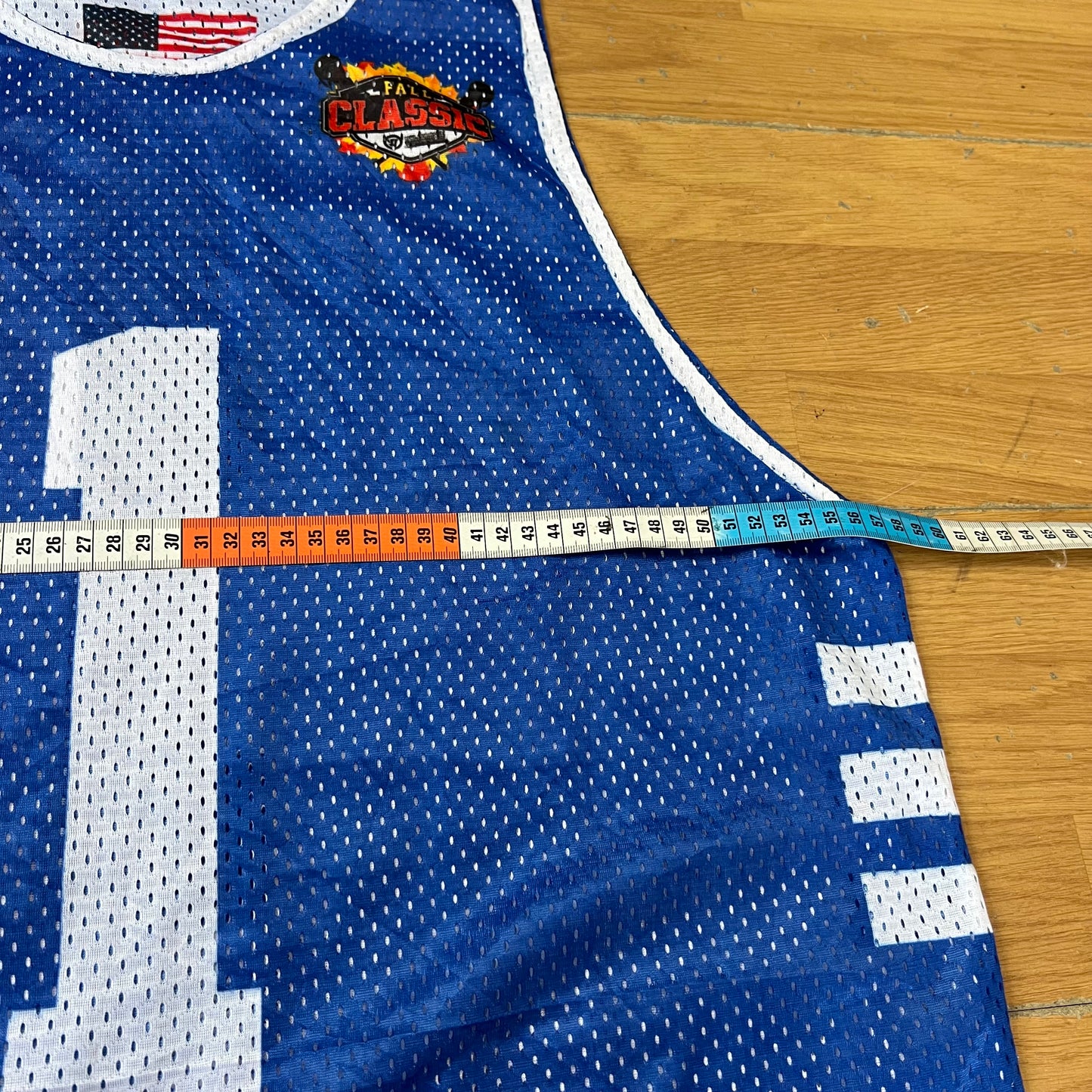 T-shirt basketball réversible bleu et blanc - Taille M/L