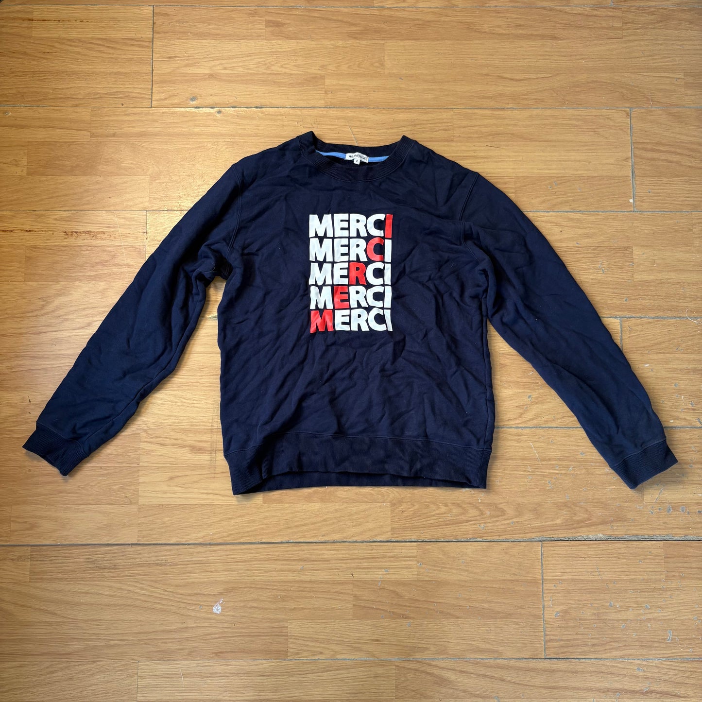 Sweatshirt crewneck noir imprimé Merci - Abahouse - Taille 2 (S)