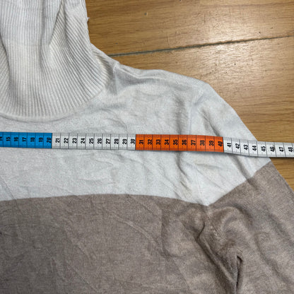 Pull col roulé crème et marron - Calvin Klein - Taille S/M