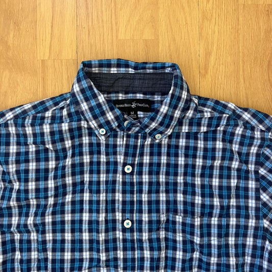 Chemise manches courtes à carreaux bleu - Beverly Hills - Taille M