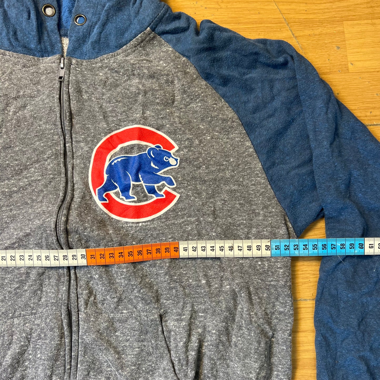 Sweat zippé à capuche gris et bleu - Taille M