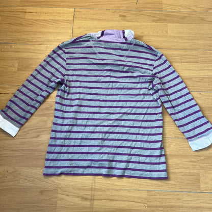 Polo manches longues rayé gris et violet - Taille M