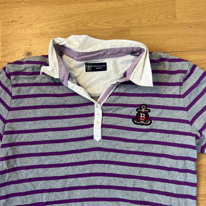 Polo manches longues rayé gris et violet - Taille M