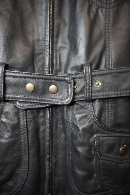 Veste en Cuir Véritable Noir - by KER - Taille : S/M