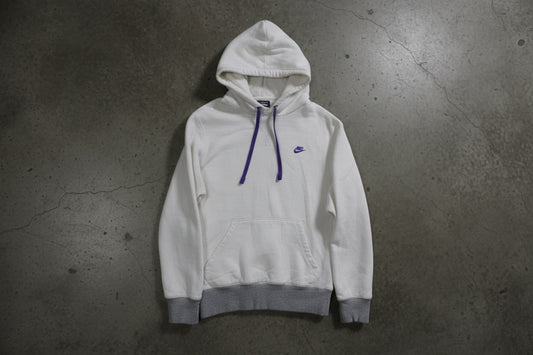 Hoodie Nike blanc à logo violet – taille M