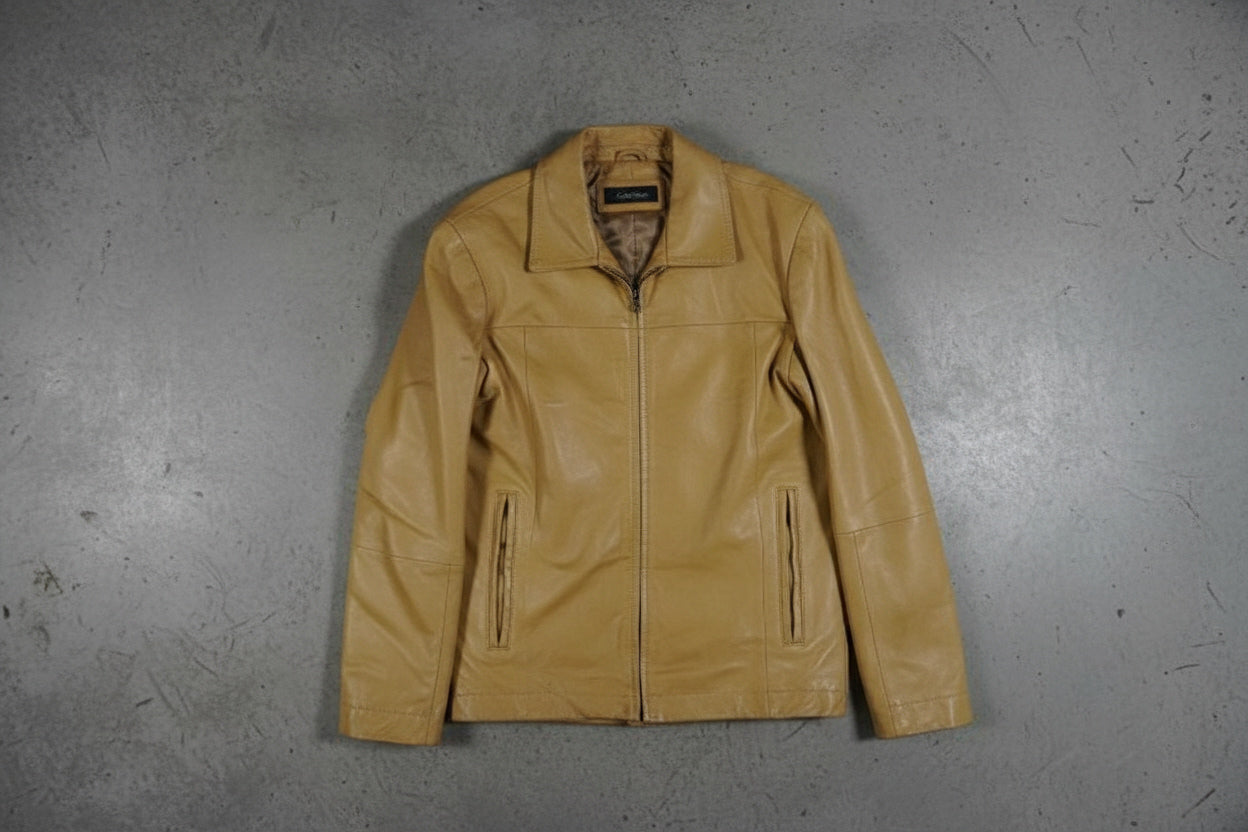 Veste en cuir beige – taille M