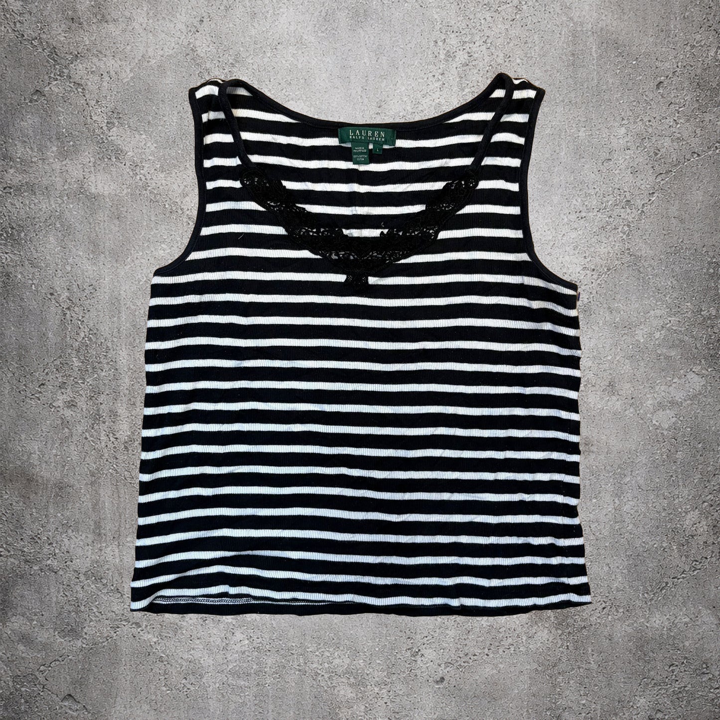 Débardeur rayé noir et blanc - Ralph Lauren (femme) - Taille L