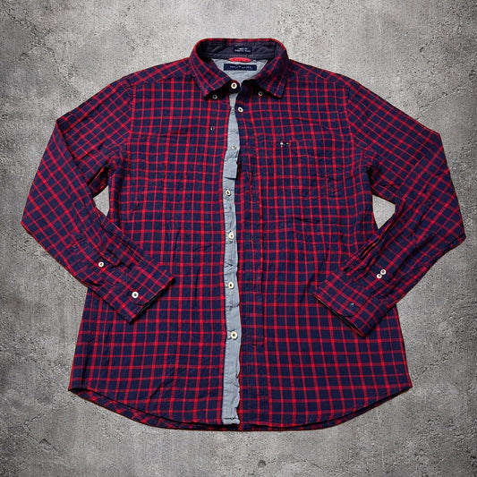 Chemise à carreaux rouge et bleu Tommy Hilfiger – Taille – M