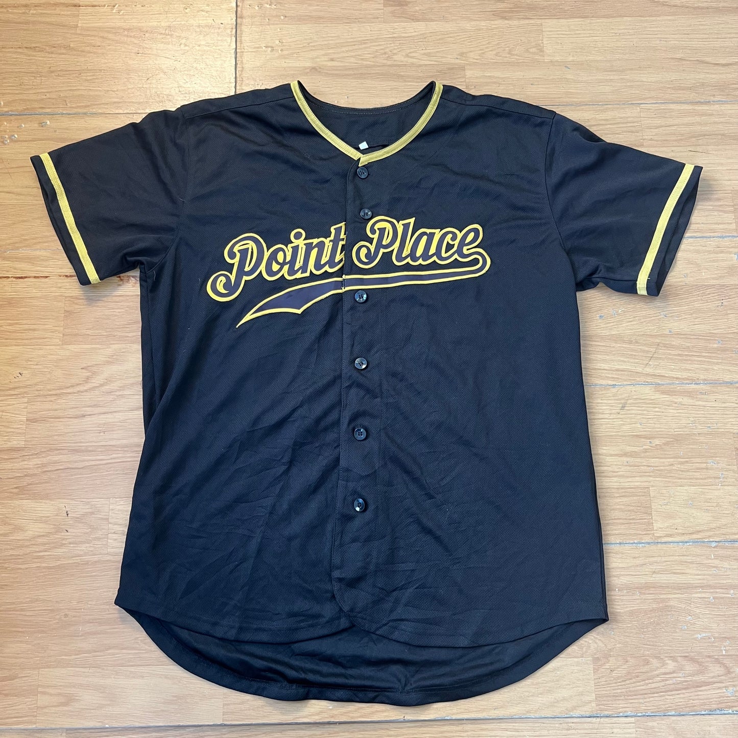 T-shirt baseball noir et or - Point Place - Taille L