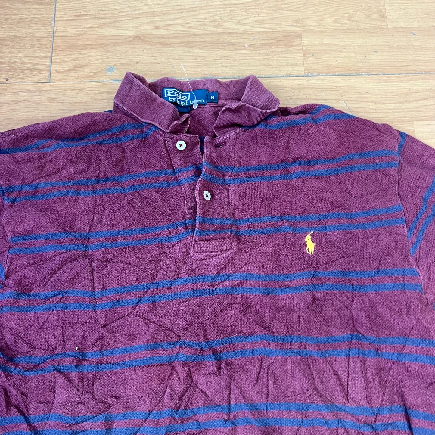 Polo rayé bordeaux et bleu - Ralph Lauren - Taille M