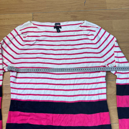 Pull rayé rose et blanc - Tommy Hilfiger (femme) - Taille XL