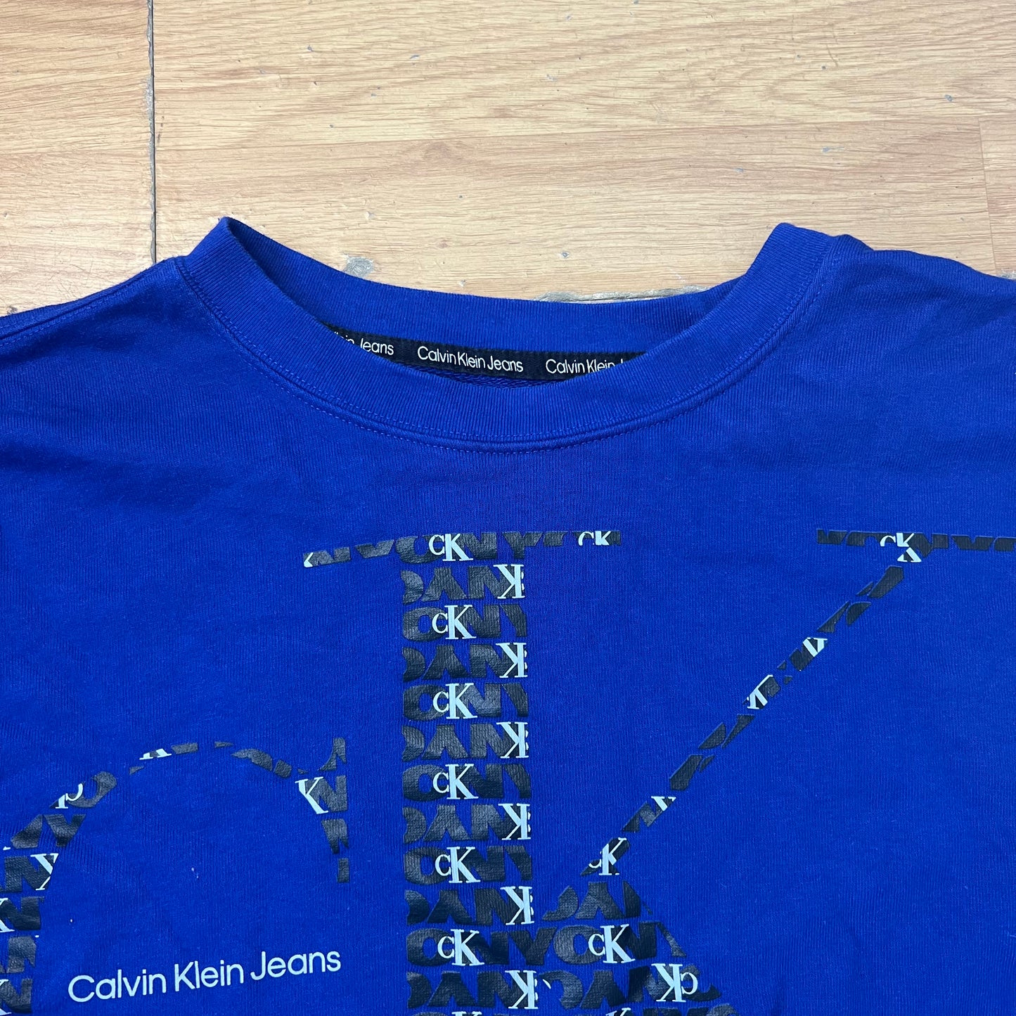 Sweat court sans capuche bleu foncé - Calvin Klein - Taille XL