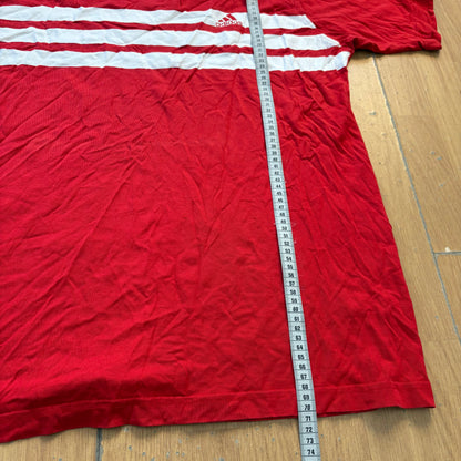 T-shirt rouge à trois bandes - Adidas - Taille XL