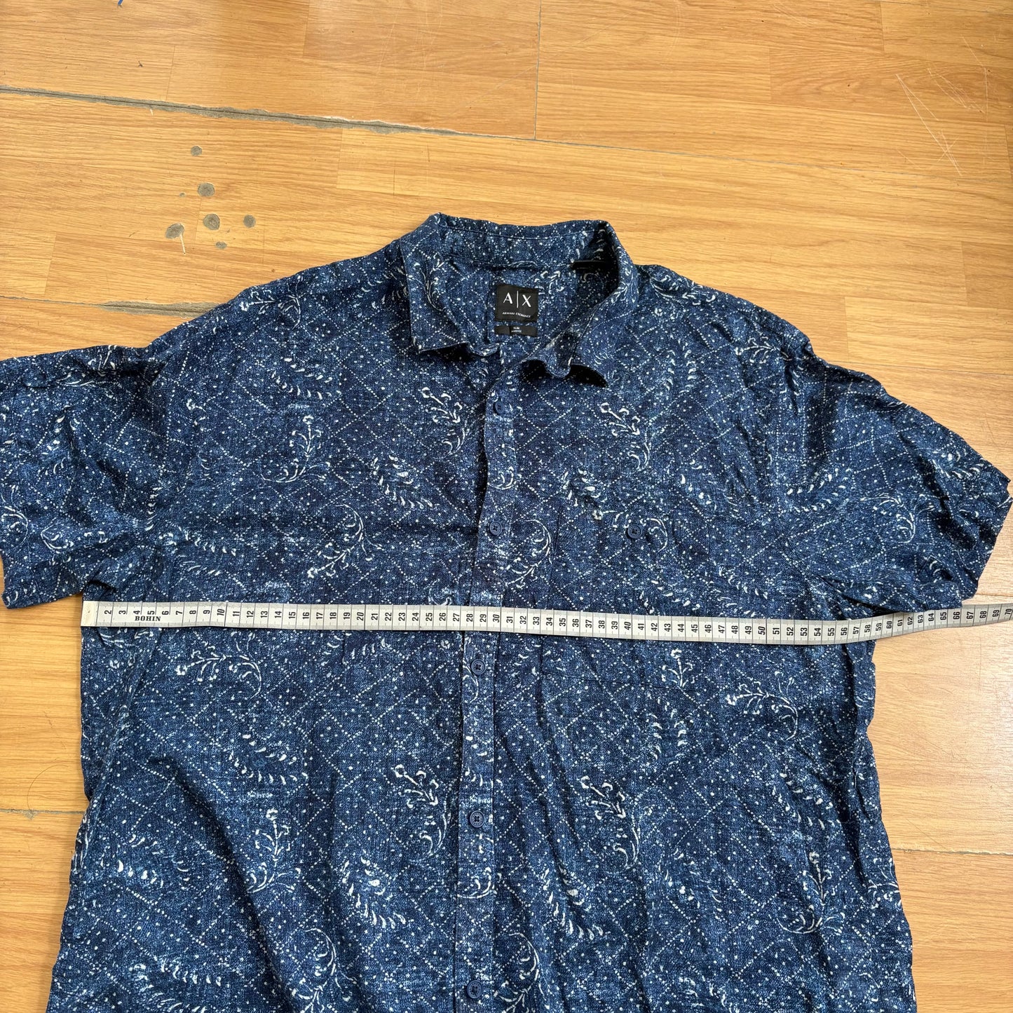 Chemise manches courtes bleu à motif - Armani Exchange - Taille XXL