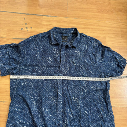 Chemise manches courtes bleu à motif - Armani Exchange - Taille XXL