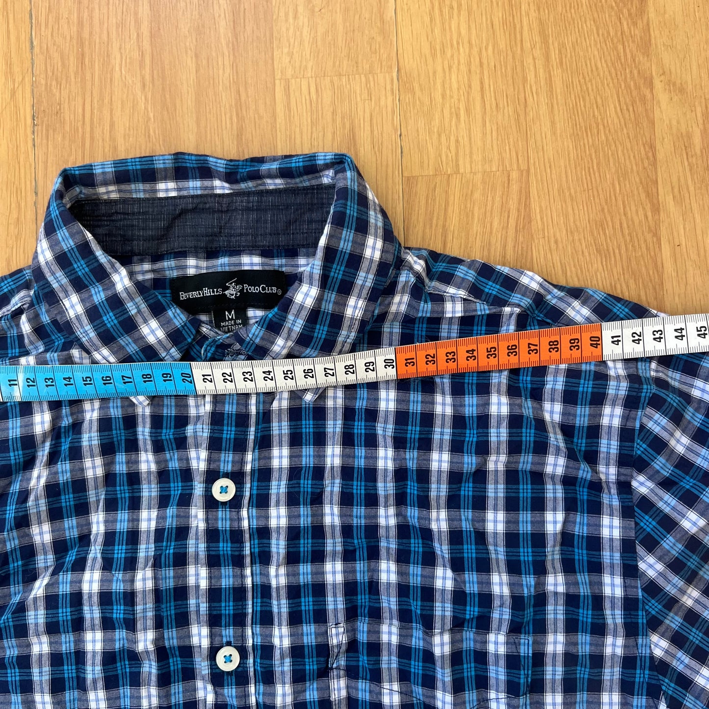 Chemise manches courtes à carreaux bleu - Beverly Hills - Taille M