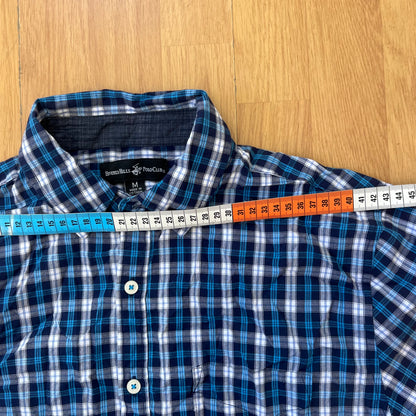 Chemise manches courtes à carreaux bleu - Beverly Hills - Taille M