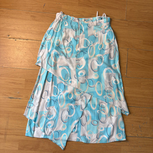 Jupe longue bleu et blanc Y2K – Taille M